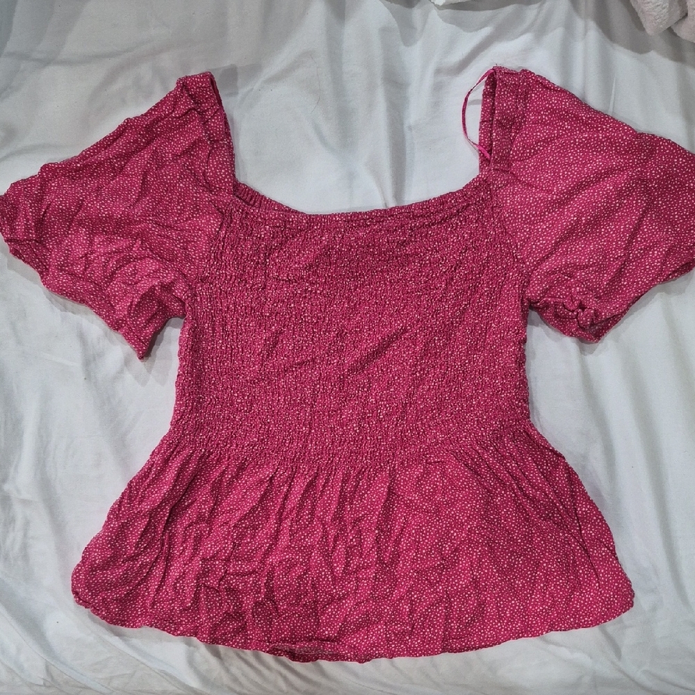 URBAN Romantics Babydoll Smocked Top Polkadot Size Medium